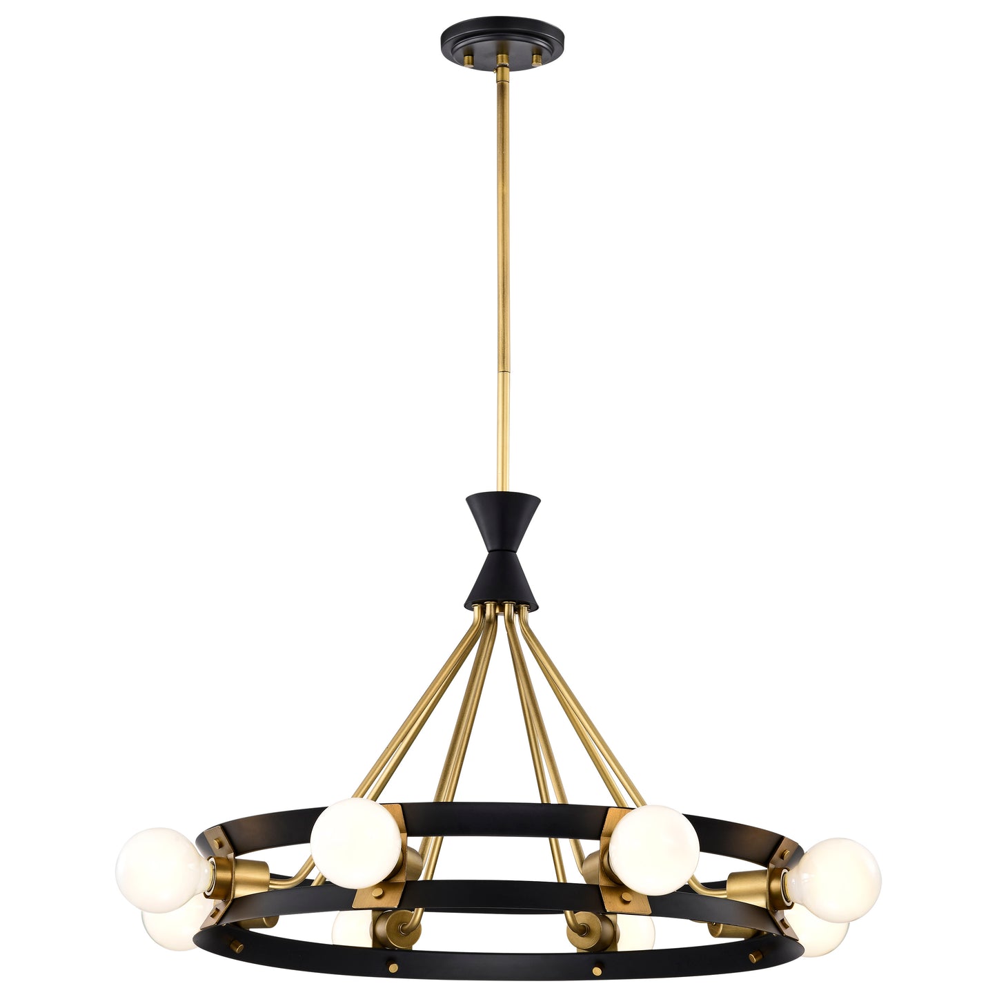 Marsden 8 Light Chandelier; Matte Black and Natural Brass Finish