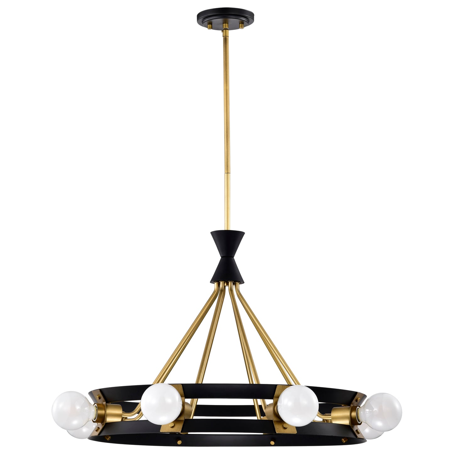 Marsden 8 Light Chandelier; Matte Black and Natural Brass Finish