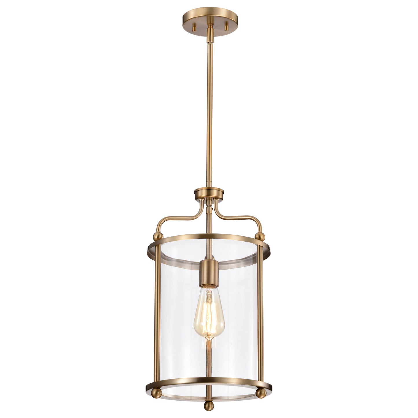 Yorktown 1 Light Pendant; Burnished Brass Finish; Clear Glass