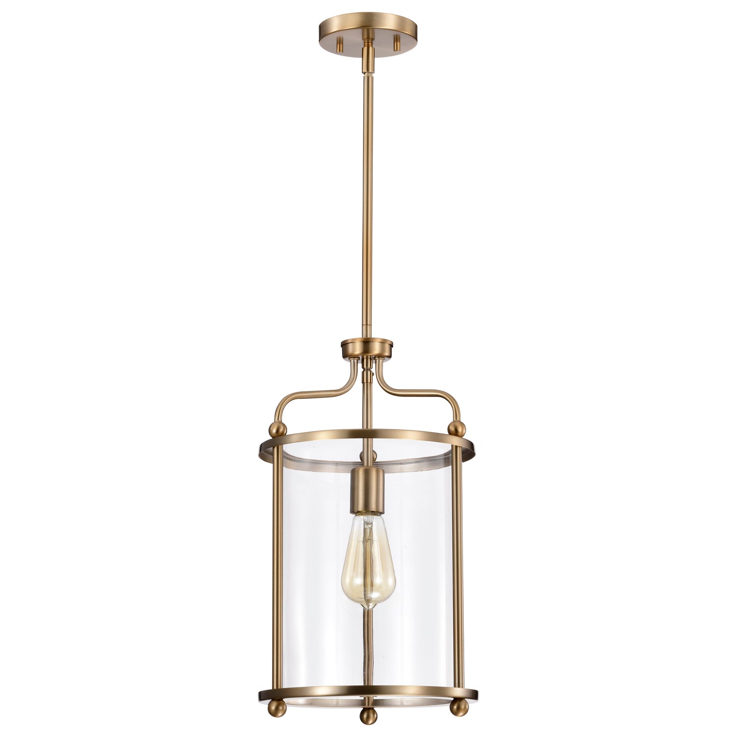 Yorktown 1 Light Pendant; Burnished Brass Finish; Clear Glass