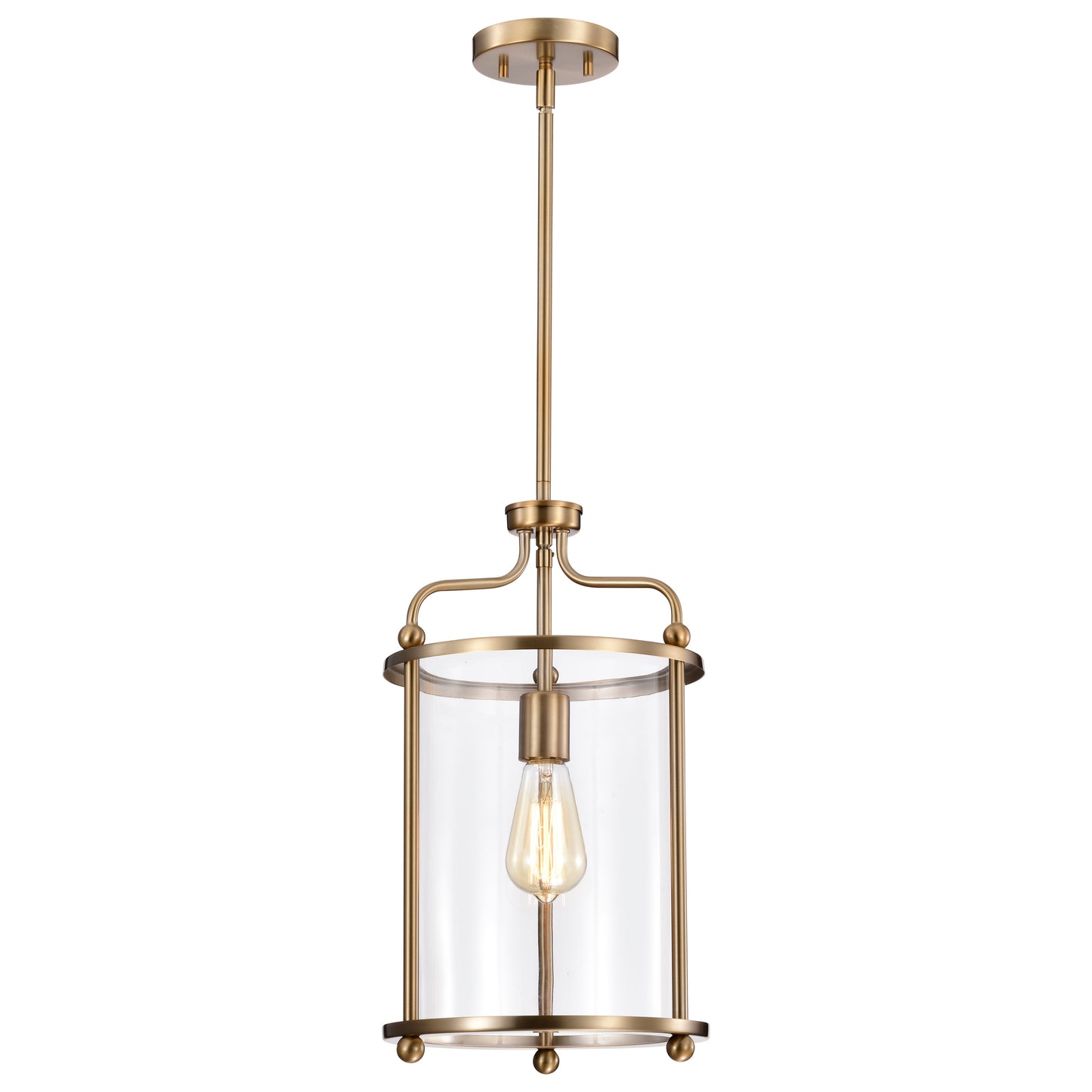 Yorktown 1 Light Pendant; Burnished Brass Finish; Clear Glass