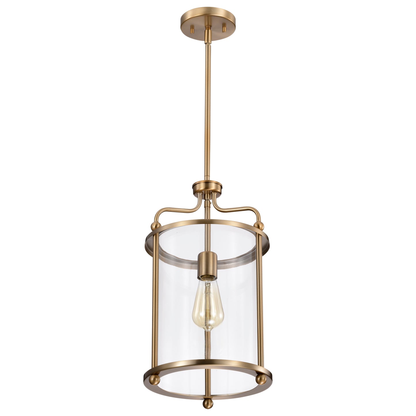 Yorktown 1 Light Pendant; Burnished Brass Finish; Clear Glass