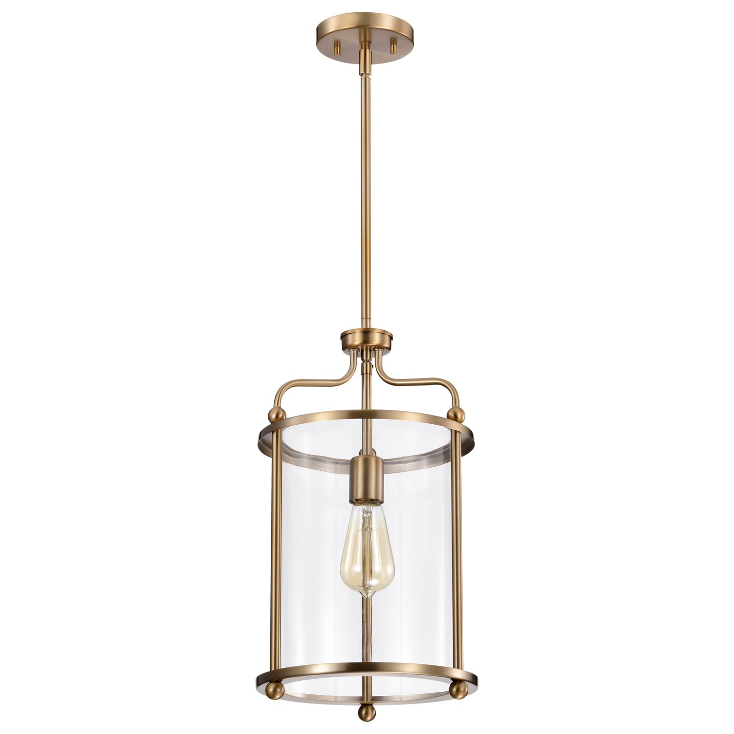 Yorktown 1 Light Pendant; Burnished Brass Finish; Clear Glass