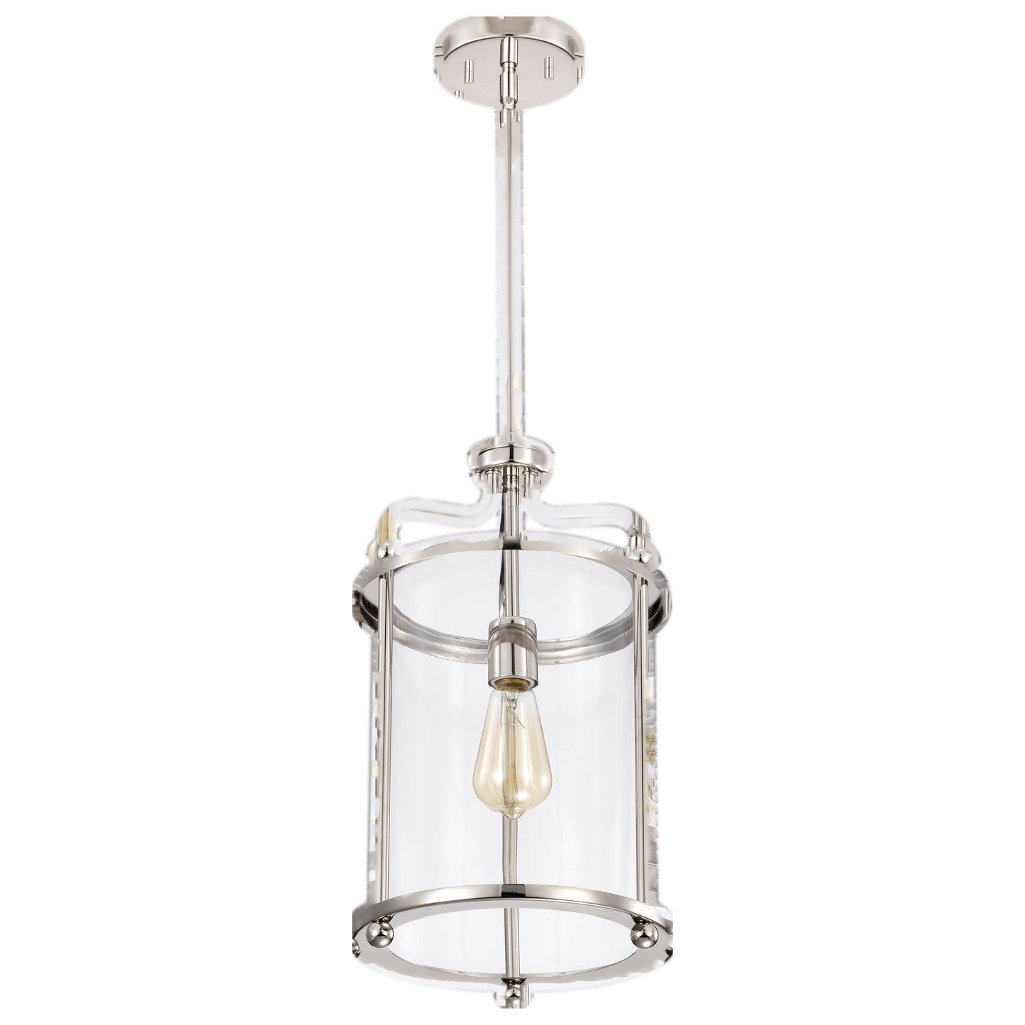 Yorktown 1 Light Pendant; Polished Nickel Finish; Clear Glass