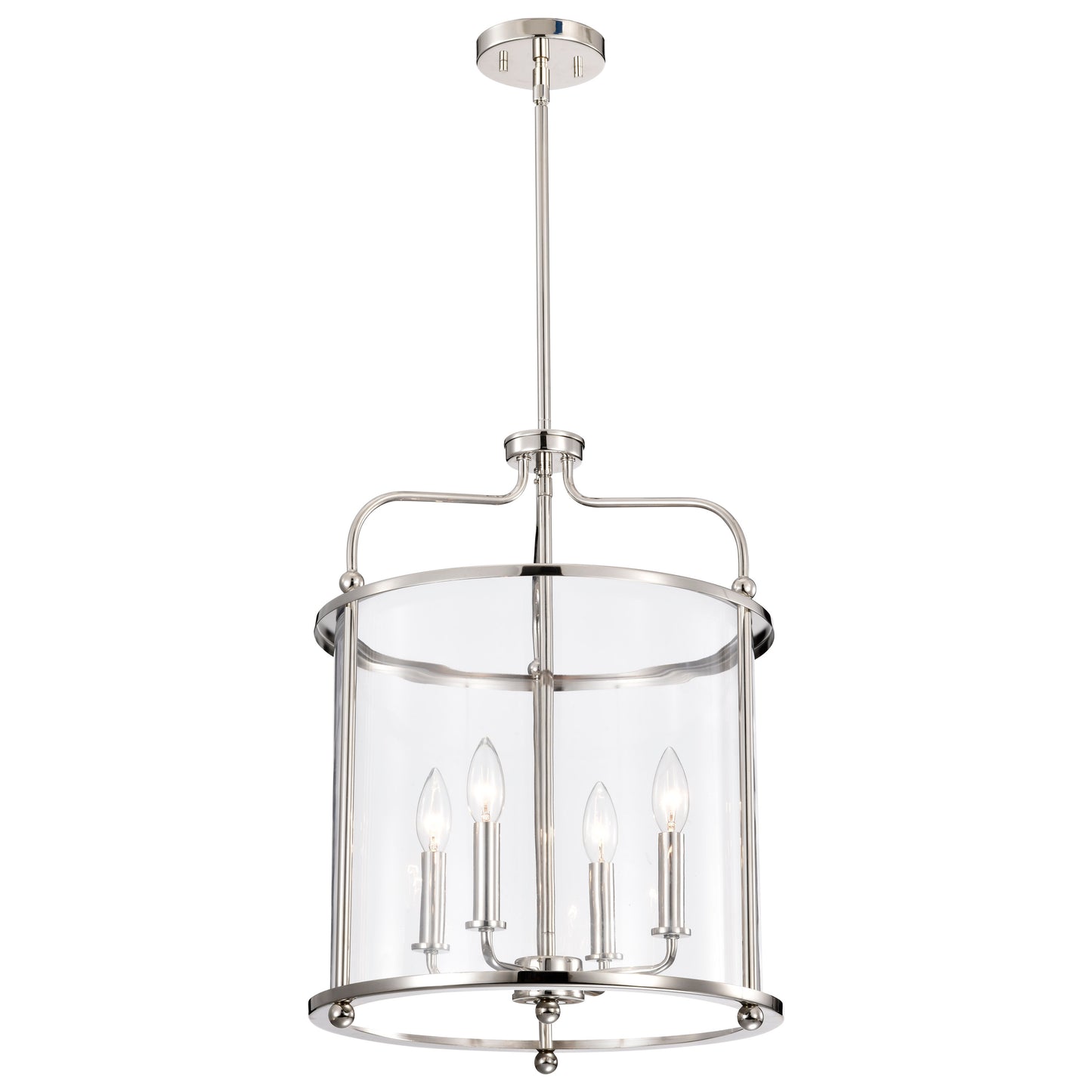 Yorktown 4 Light Pendant; Polished Nickel Finish; Clear Glass