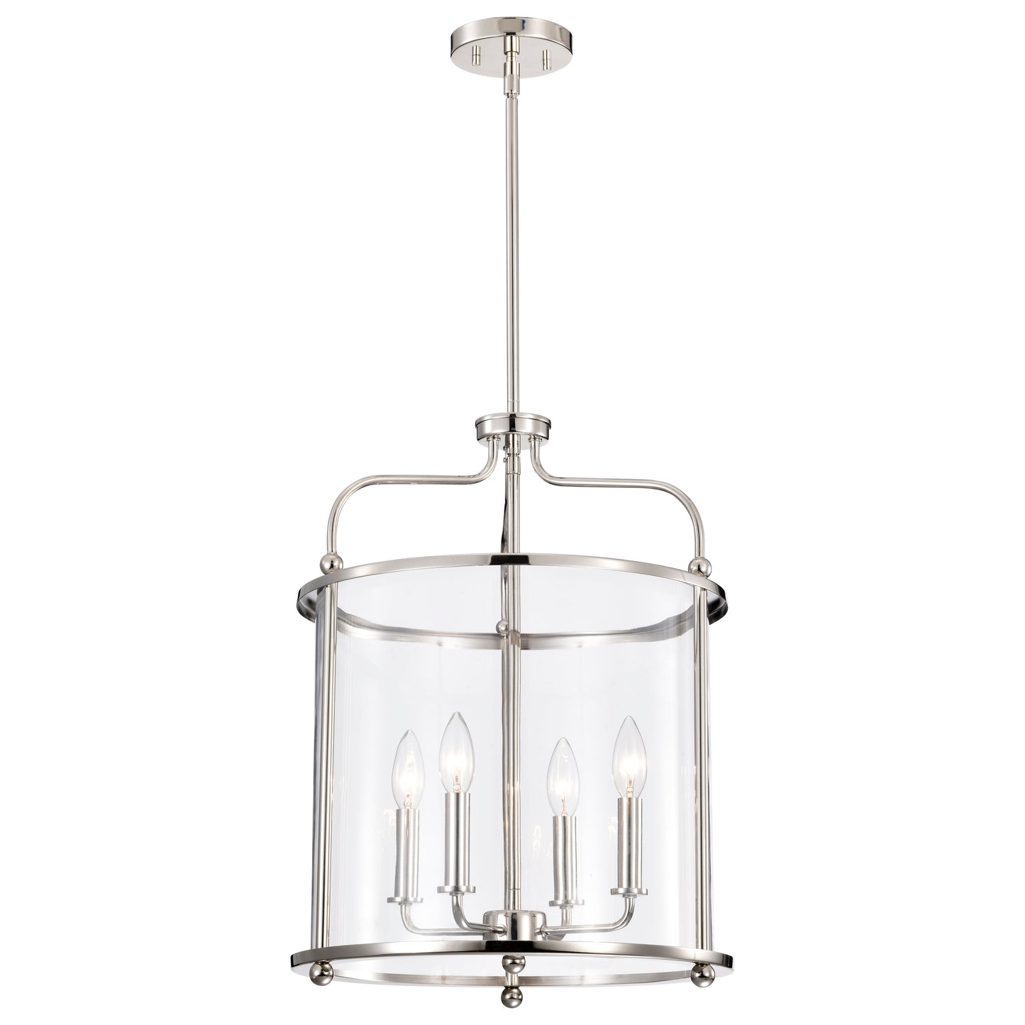 Yorktown 4 Light Pendant; Polished Nickel Finish; Clear Glass