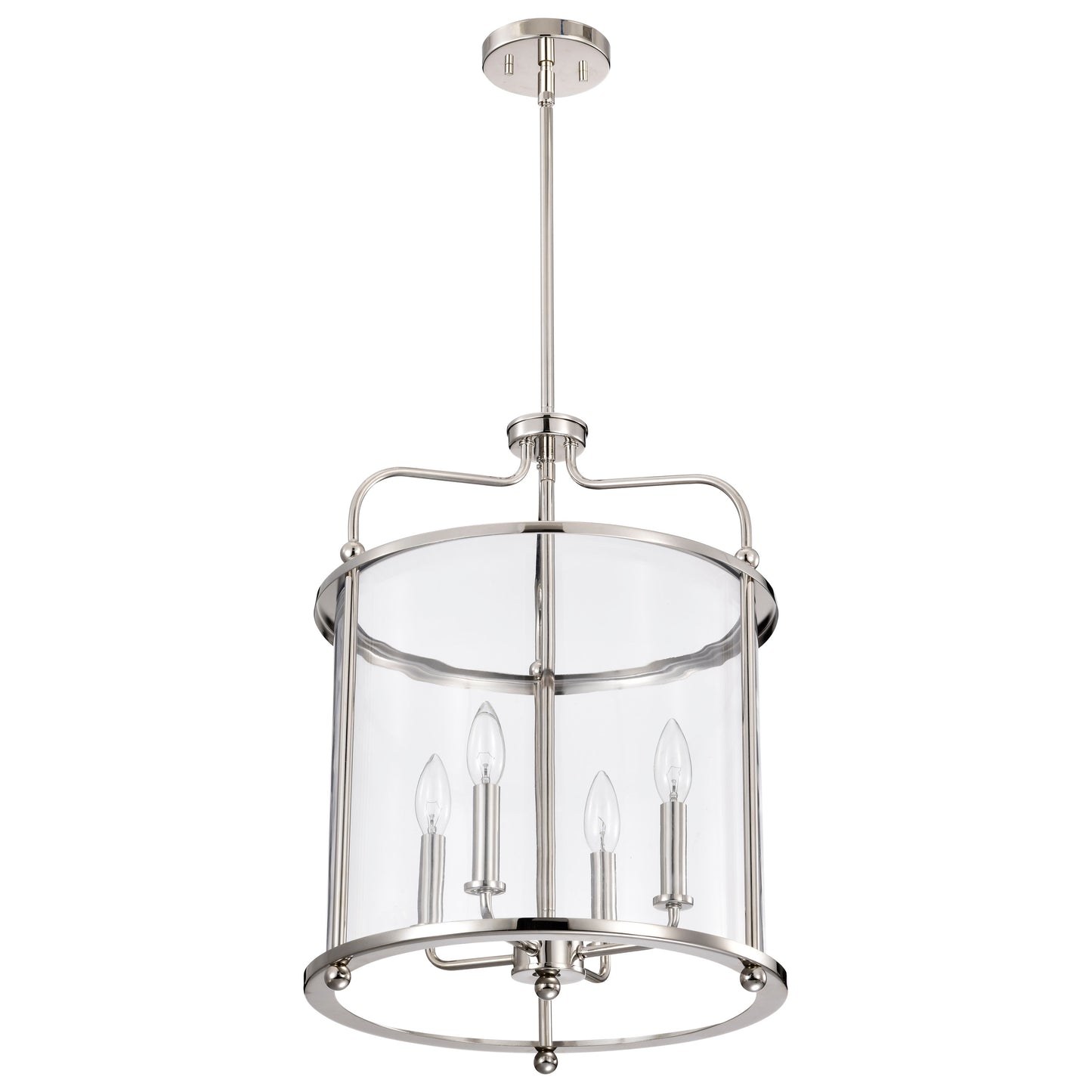 Yorktown 4 Light Pendant; Polished Nickel Finish; Clear Glass