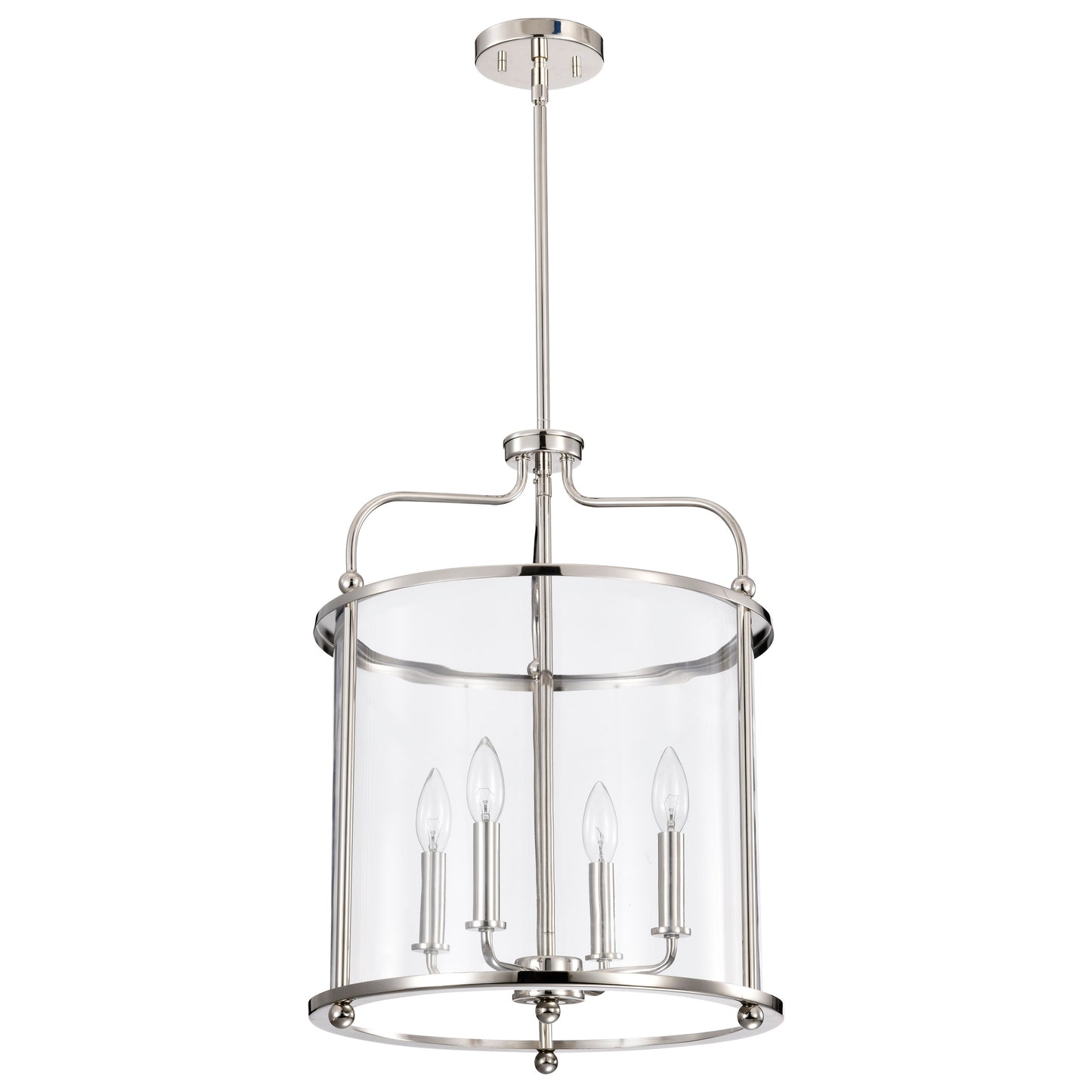 Yorktown 4 Light Pendant; Polished Nickel Finish; Clear Glass