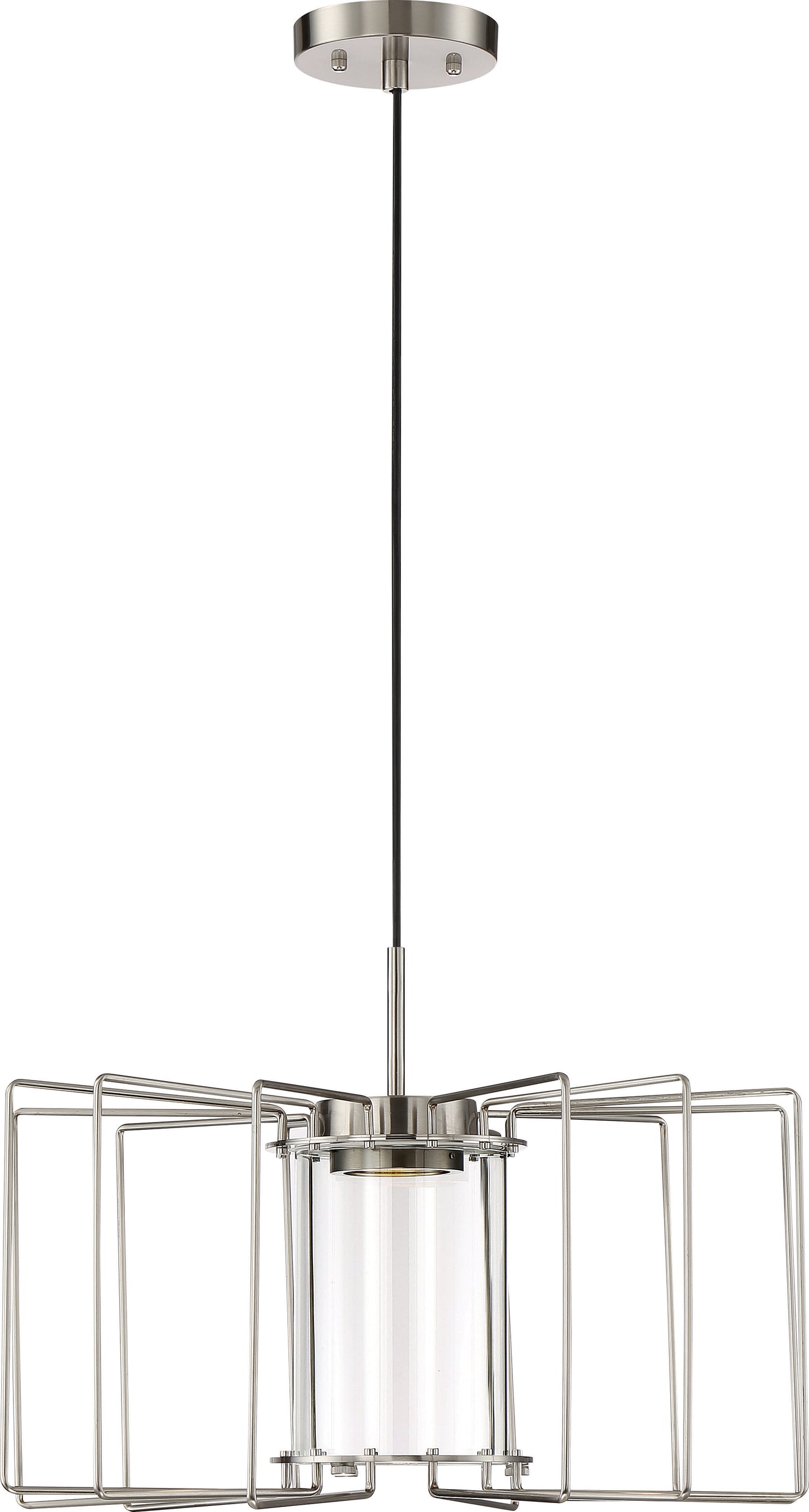 Wired - LED Pendant with Clear Glass - Brushed Nickel Finish