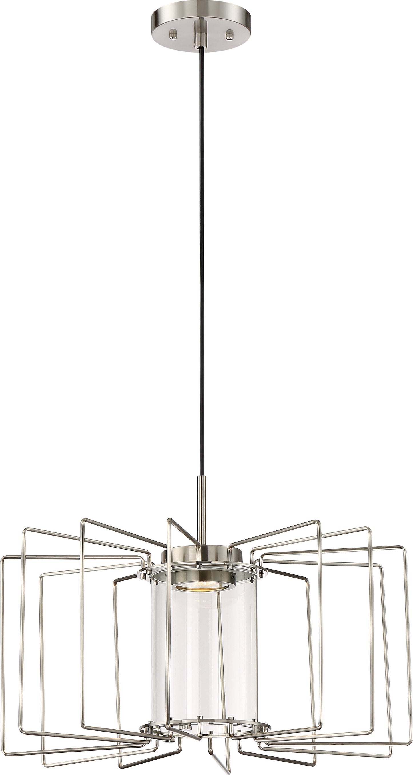 Wired - LED Pendant with Clear Glass - Brushed Nickel Finish
