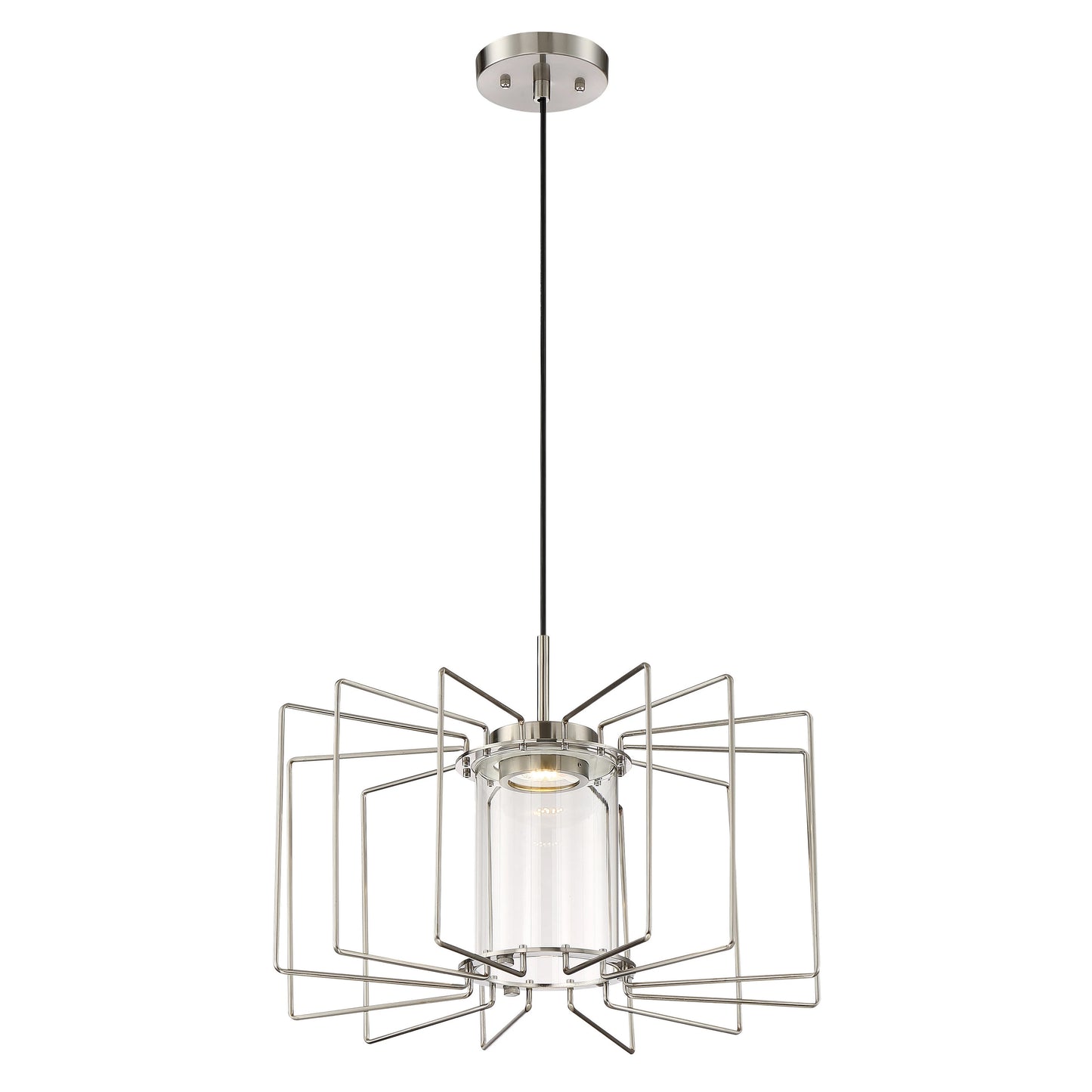 Wired - LED Pendant with Clear Glass - Brushed Nickel Finish