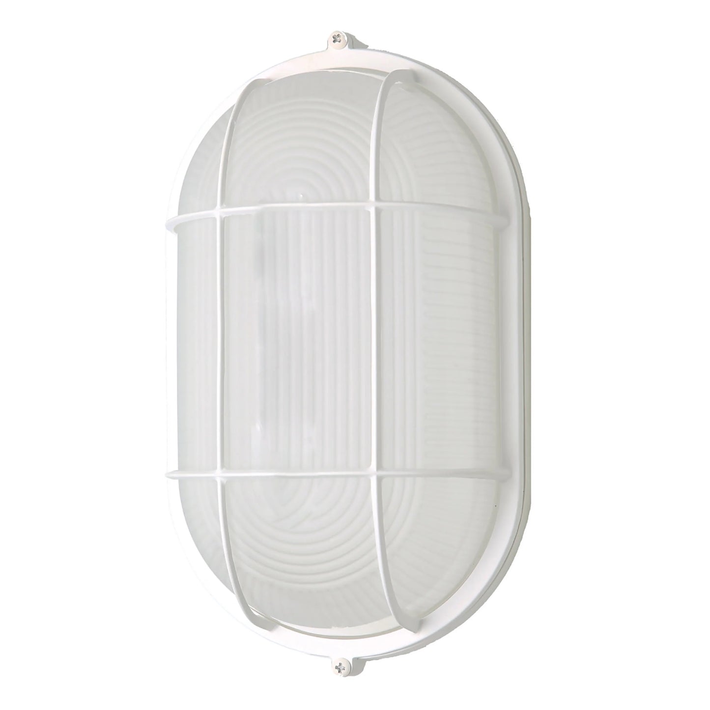 LED Oval Bulk Head Fixture; White Finish with White Glass