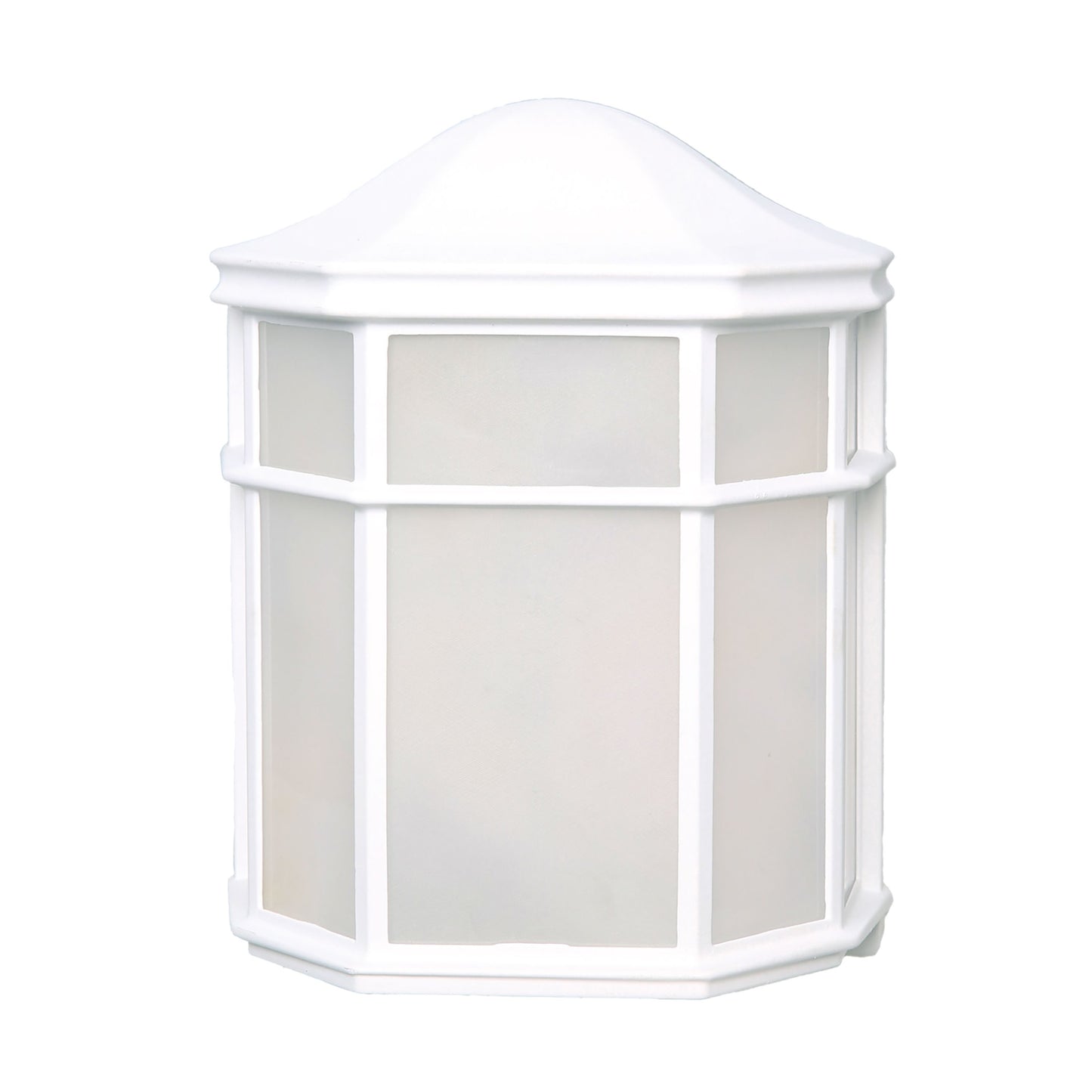 LED Cage Lantern Fixture; White Finish with White Linen Acrylic