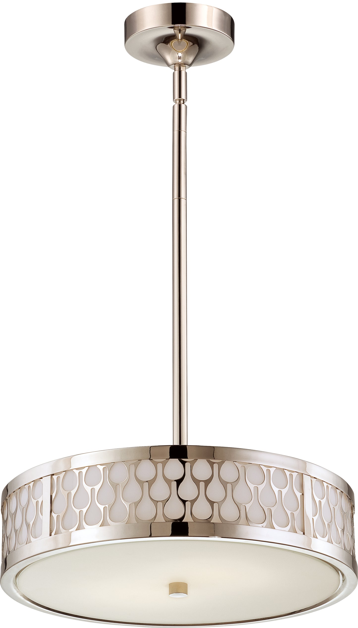 Raindrop - LED Pendant Fixture w/ Removable Aquamarine Insert - Polished Nickel