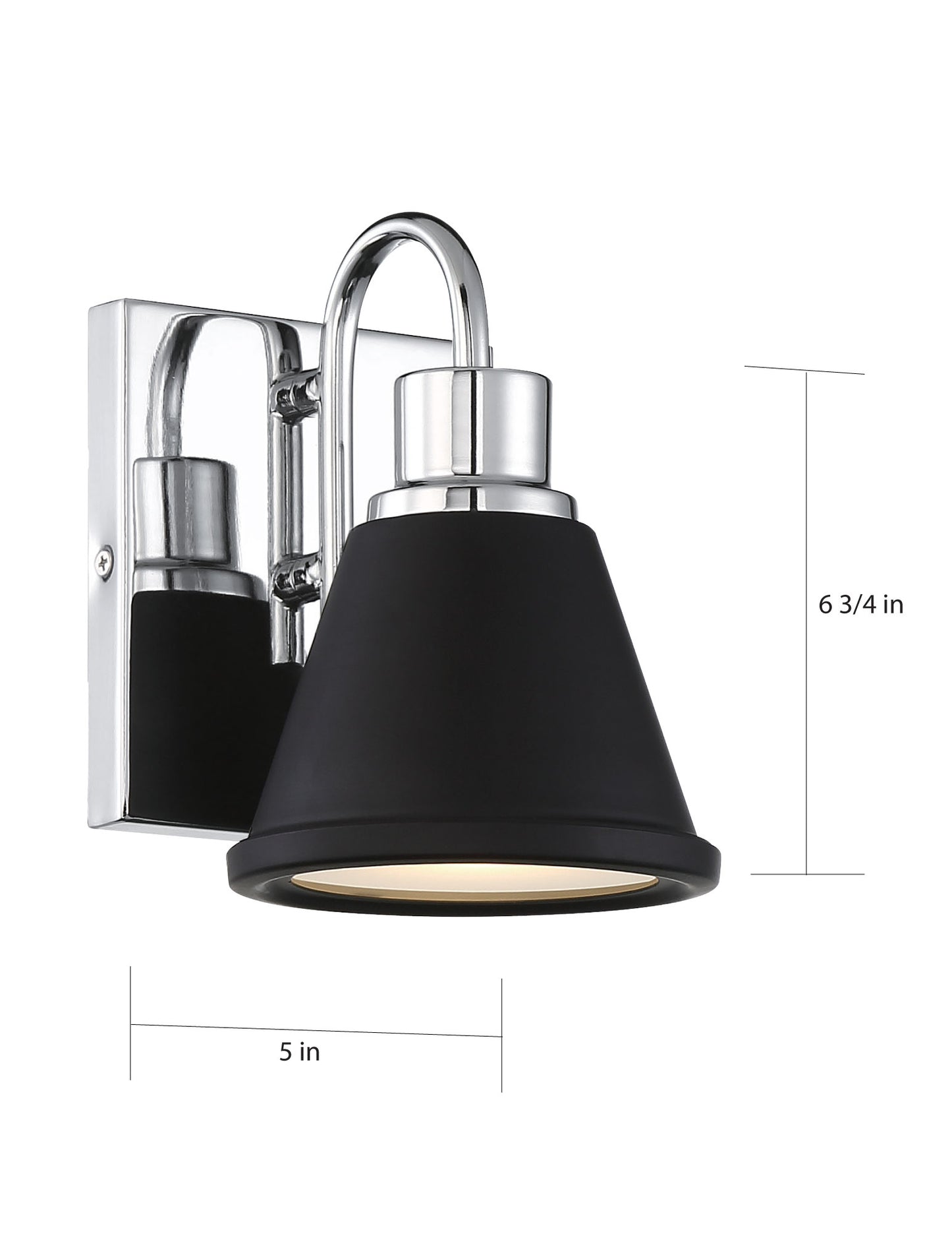 Bette - 1 Light LED Vanity with Polished Nickel and Matte Black Metal Finish