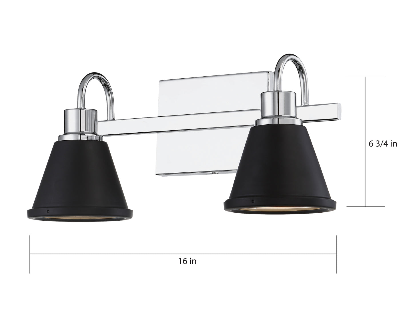 Bette - 2 Light LED Vanity - Polished Nickel and Matte Black Metal Finish