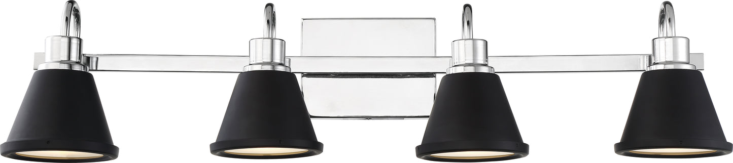 Bette - 4 Light LED Vanity -Polished Nickel and Matte Black Metal Finish