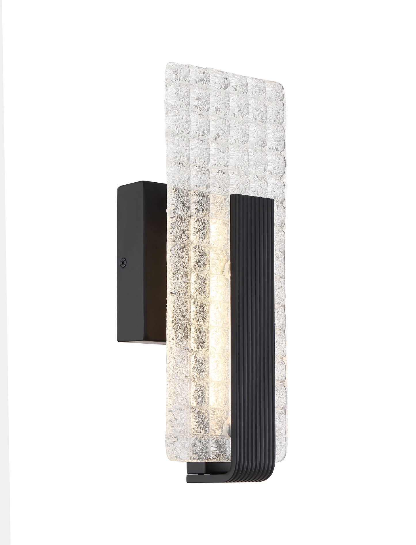 Ceres - LED Wall Sconce with Ice Cube Glass - Matte Black Finish