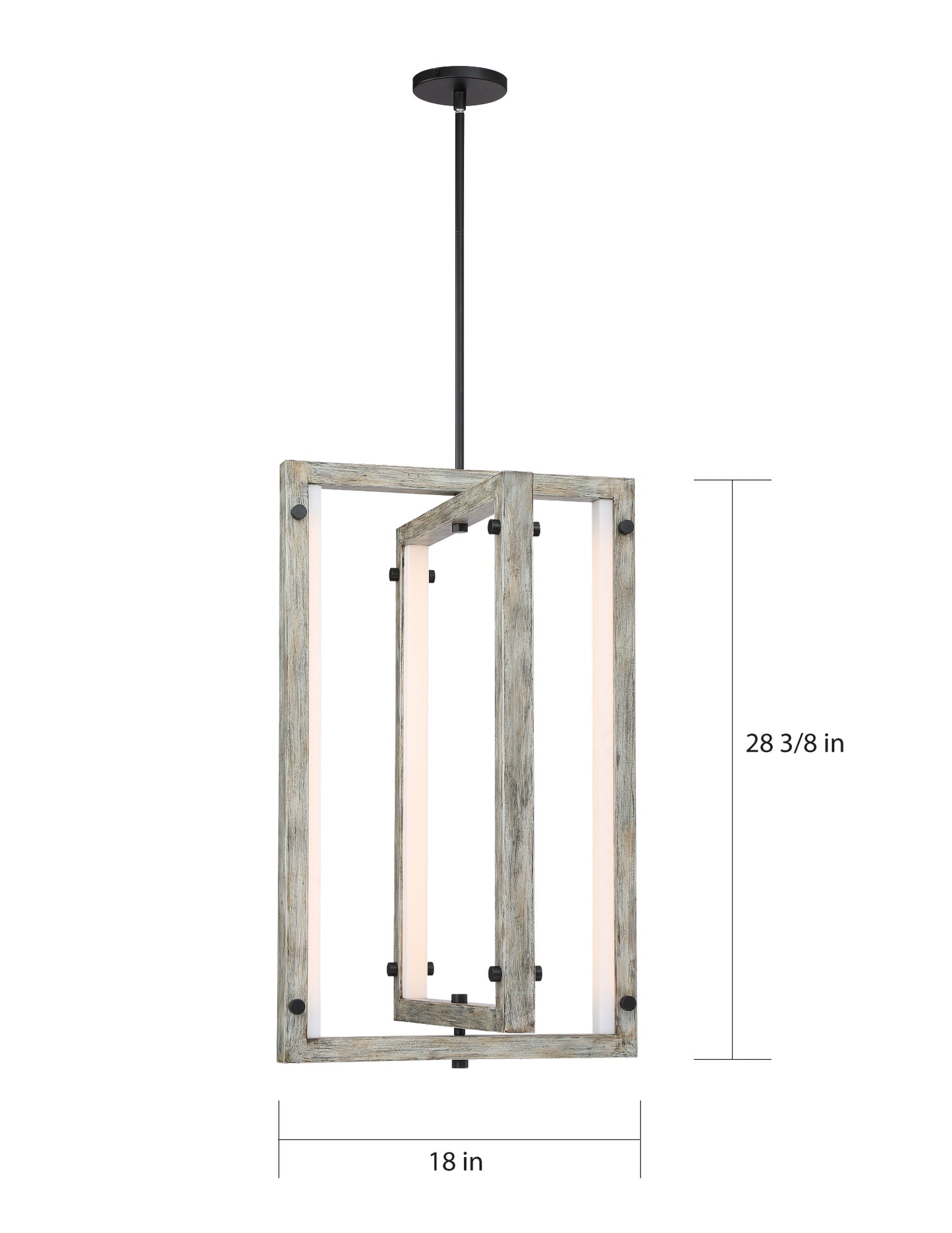 Alta - LED Pendant - Black with Gray Wood Finish