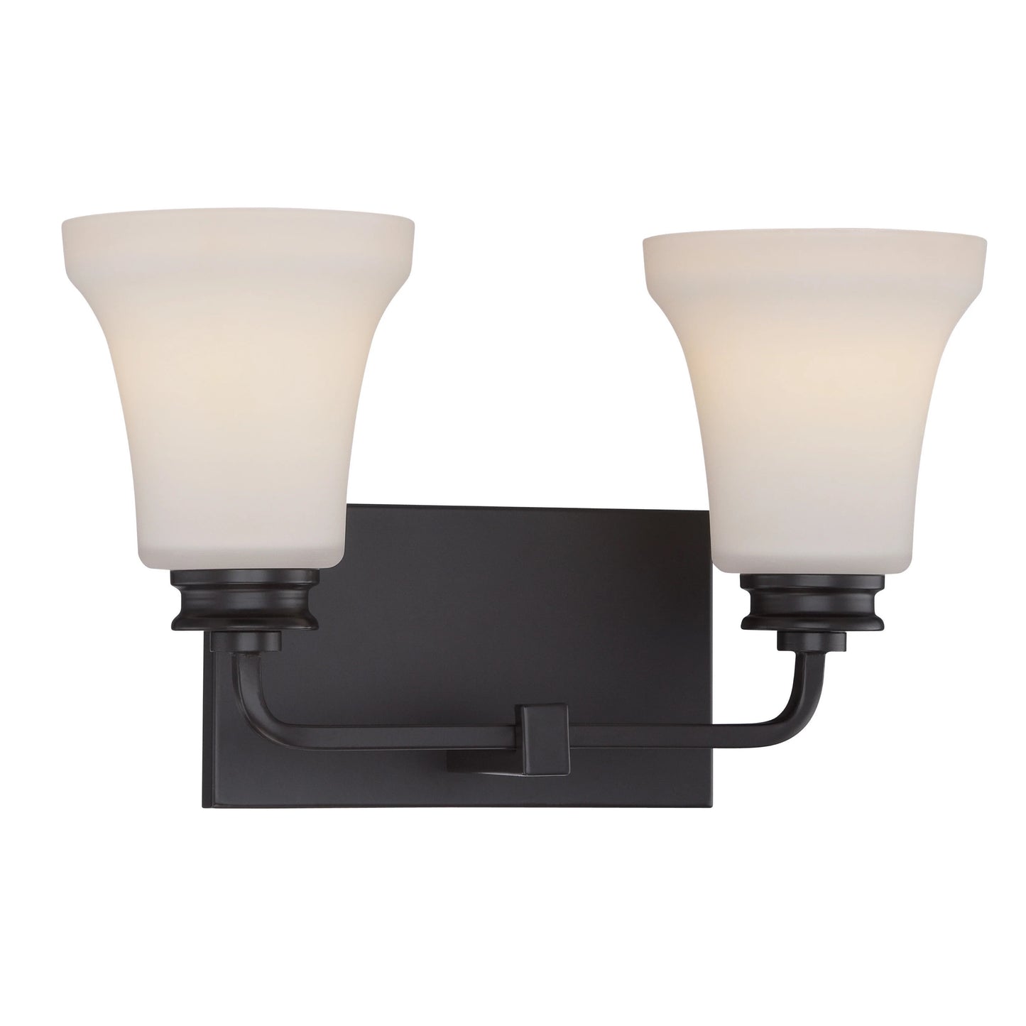Cody - 2 Light Vanity Fixture with Satin White Glass - Mahogany Bronze Finish - LED Included