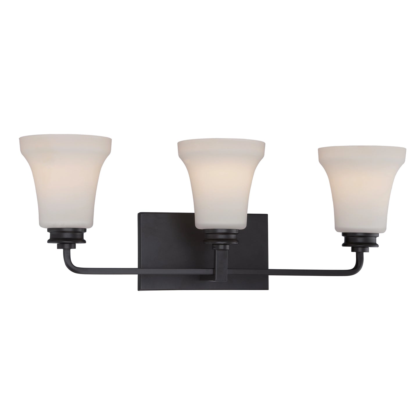 Cody - 3 Light Vanity Fixture with Satin White Glass - Mahogany Bronze Finish - LED Included