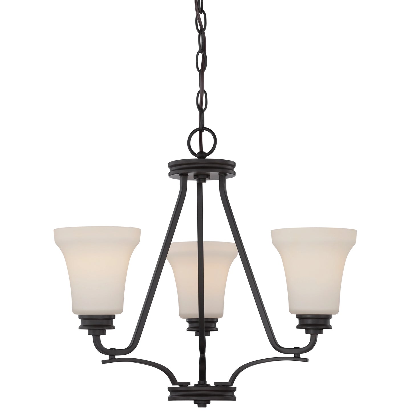 Cody - 3 Light Chandelier with Satin White Glass - Mahogany Bronze Finish - LED Included