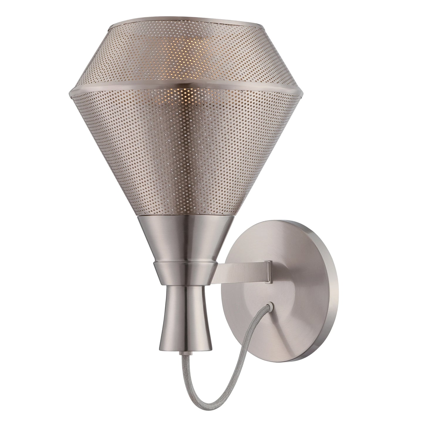 Jake - Perforated Metal Shade Wall Sconce w/ 14W LED PAR - Satin Steel Finish
