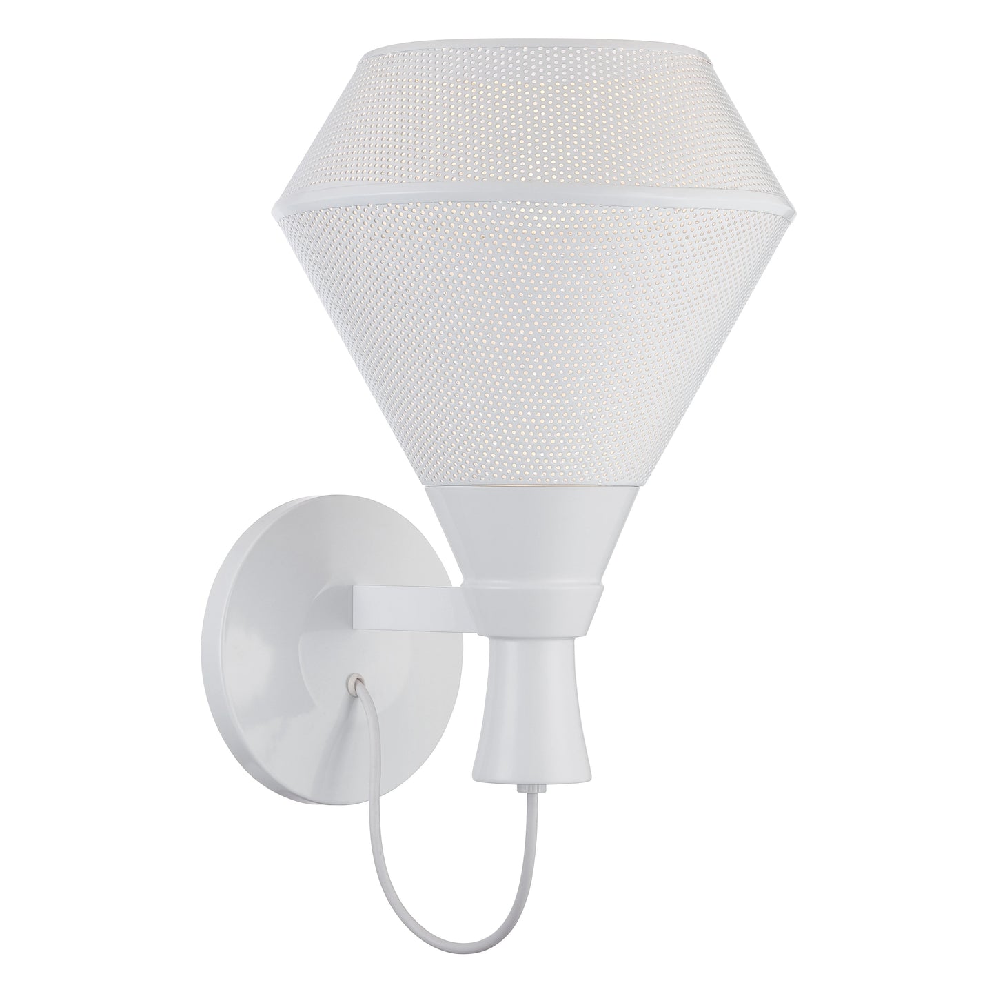 Jake - Perforated Metal Shade Wall Sconce w/ 14W LED PAR - Glacier White Finish