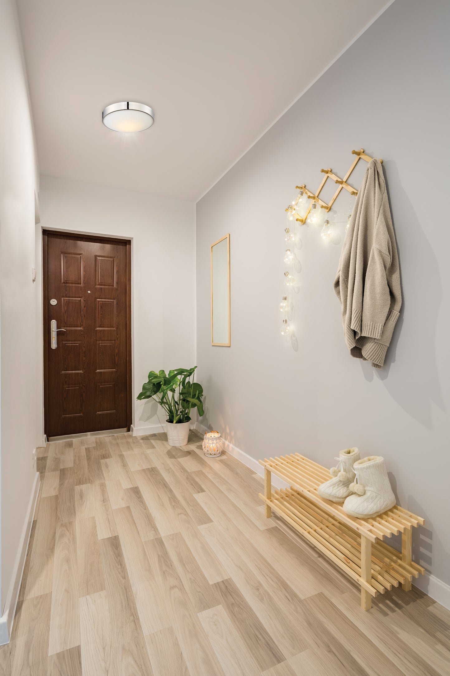 Perk - 13'' LED Flush with White Glass - Polished Nickel Finish