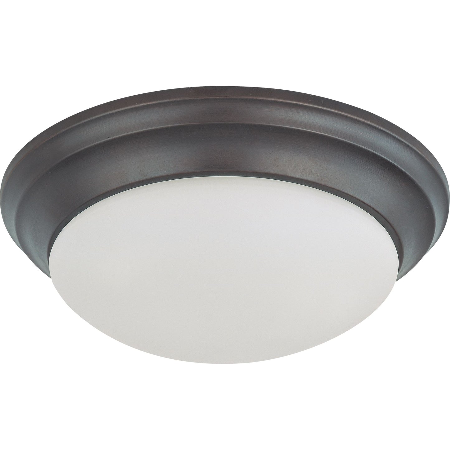 14" - LED Flush with Frosted Glass- Mahogany Bronze Finish- 120-277V