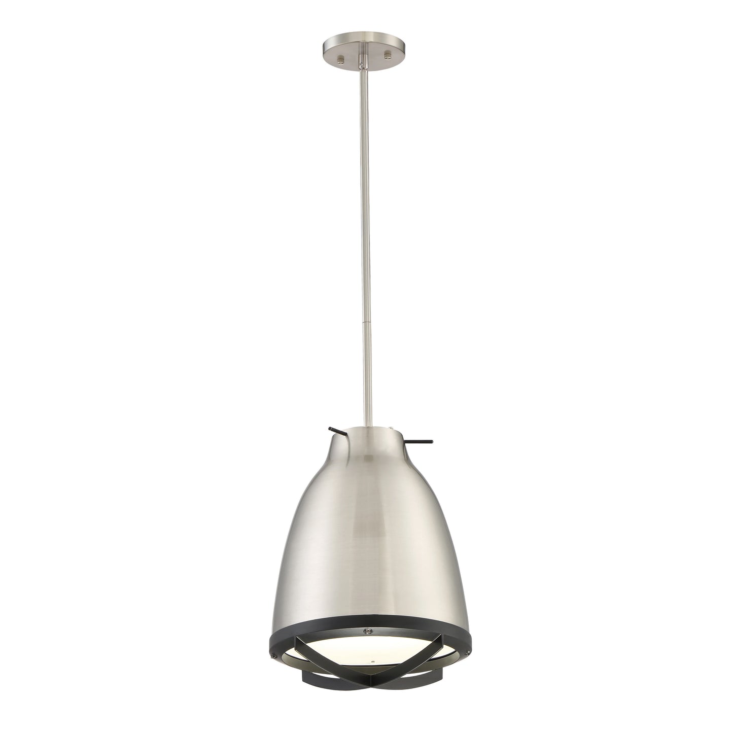 Thrust - Large LED Pendant with Brushed Nickel - White Accent Finish
