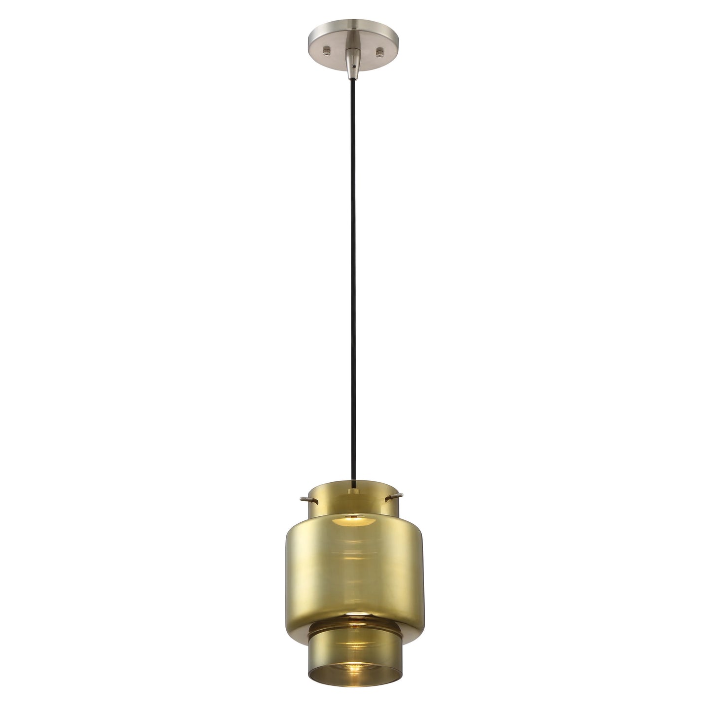 Del - LED Mini Pendant with Antiqued Glass - Brushed Nickel Finish
