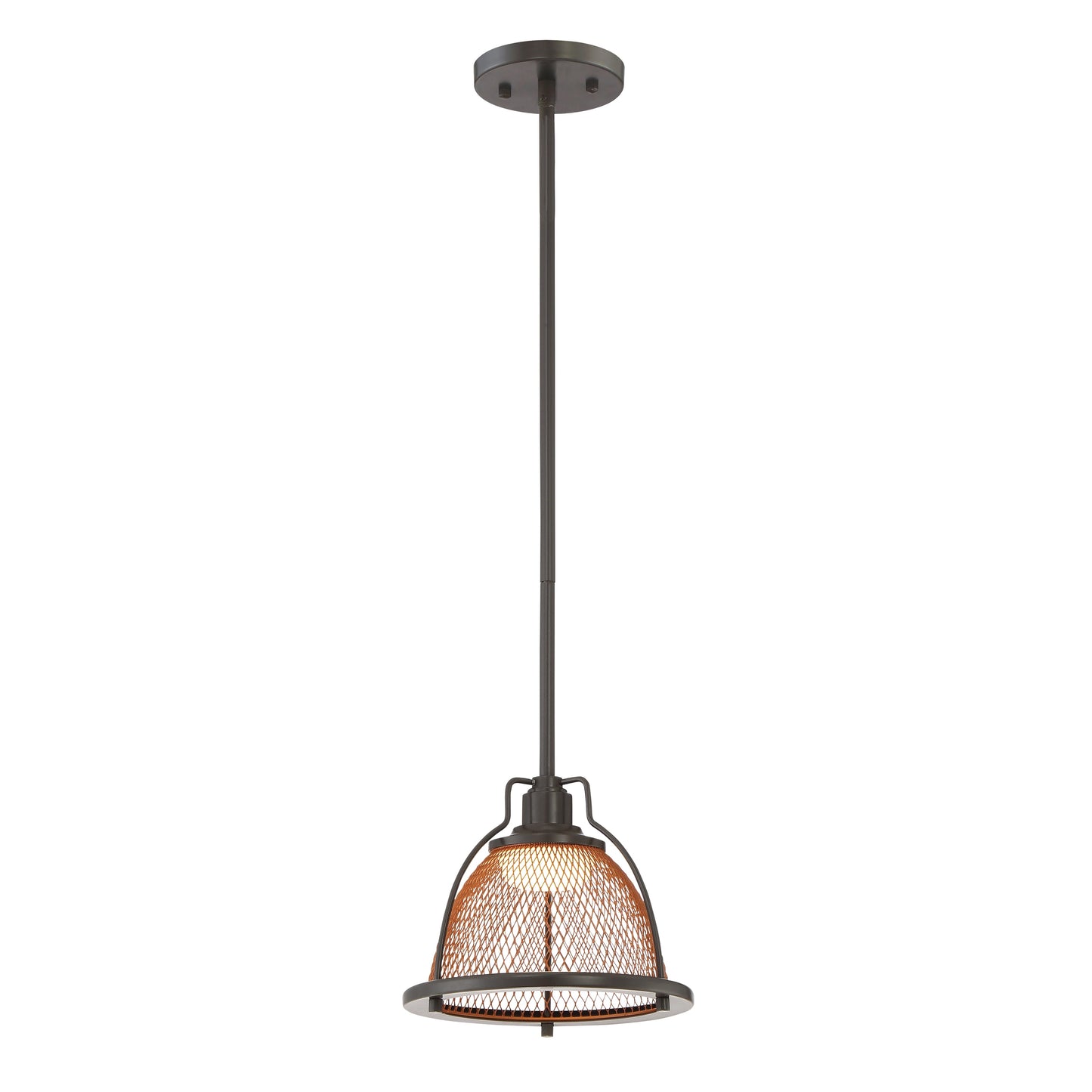 Small LED Pendant with Dark Bronze - Copper Mesh Finish