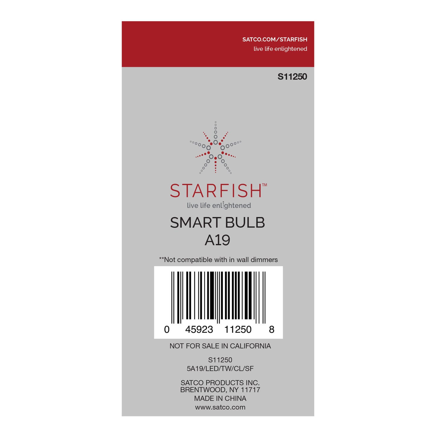 5 Watt; A19 LED; Tunable White; Clear; Starfish IOT; 120 Volt; 450 Lumens