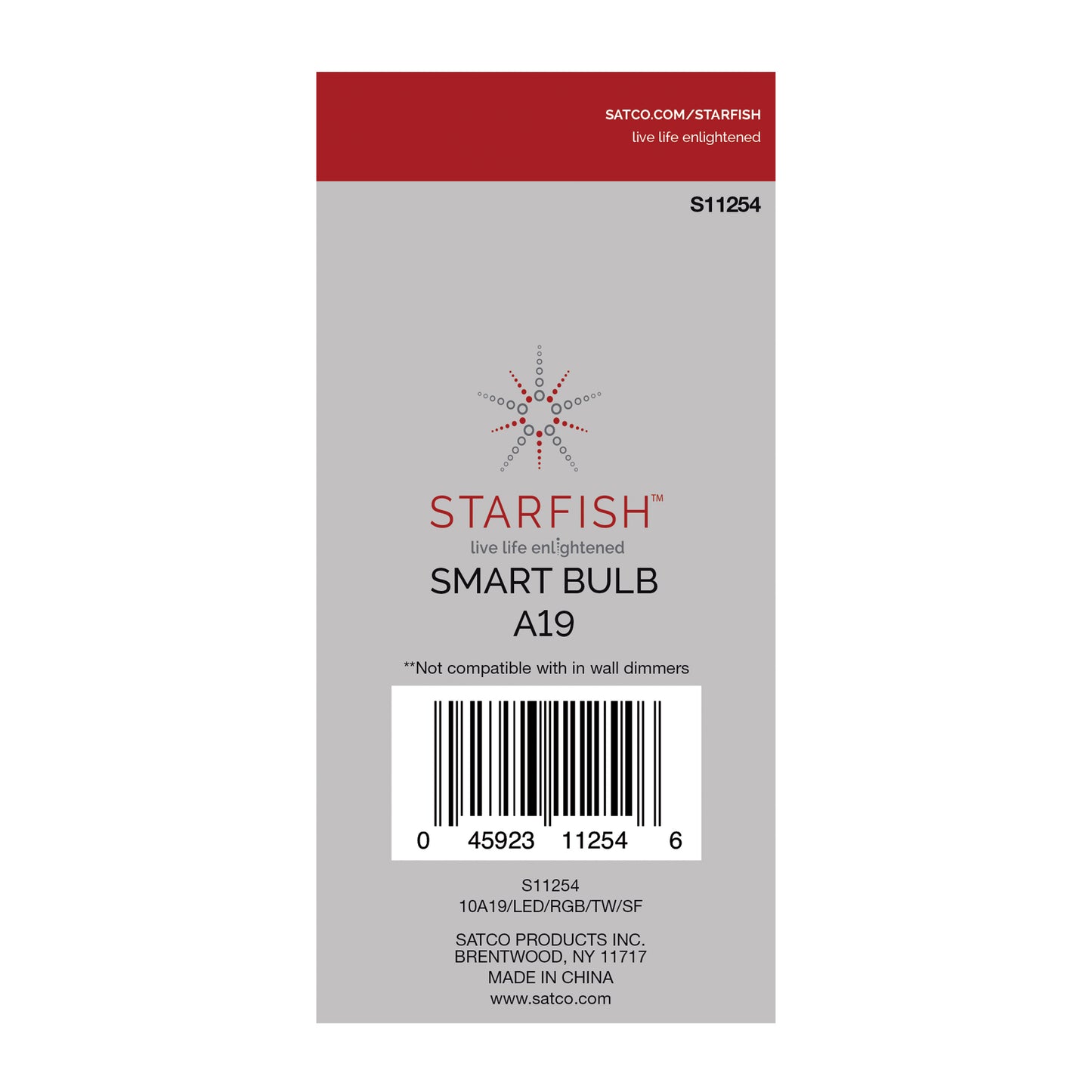 10 Watt; A19 LED; RGB & Tunable White; Starfish IOT; 120 Volt; 800 Lumens
