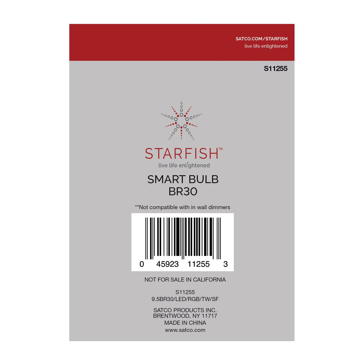 9.5 Watt; BR30 LED; RGB & Tunable White; Starfish IOT; 120 Volt; 800 Lumens