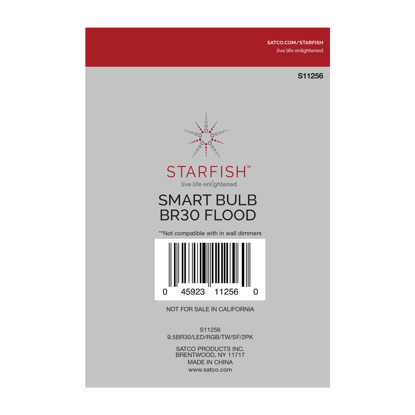 9.5 Watt; BR30 LED; RGB & Tunable White; Starfish IOT; 120 Volt; 800 Lumens; 2-pack