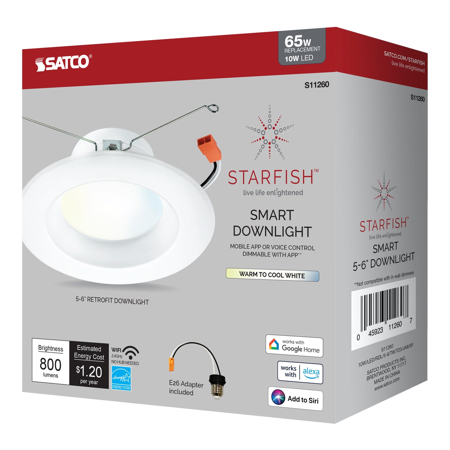 Starfish Retrofit 5-6" WiFi Smart LED, 10 Watt, Tunable White Recessed Downlight