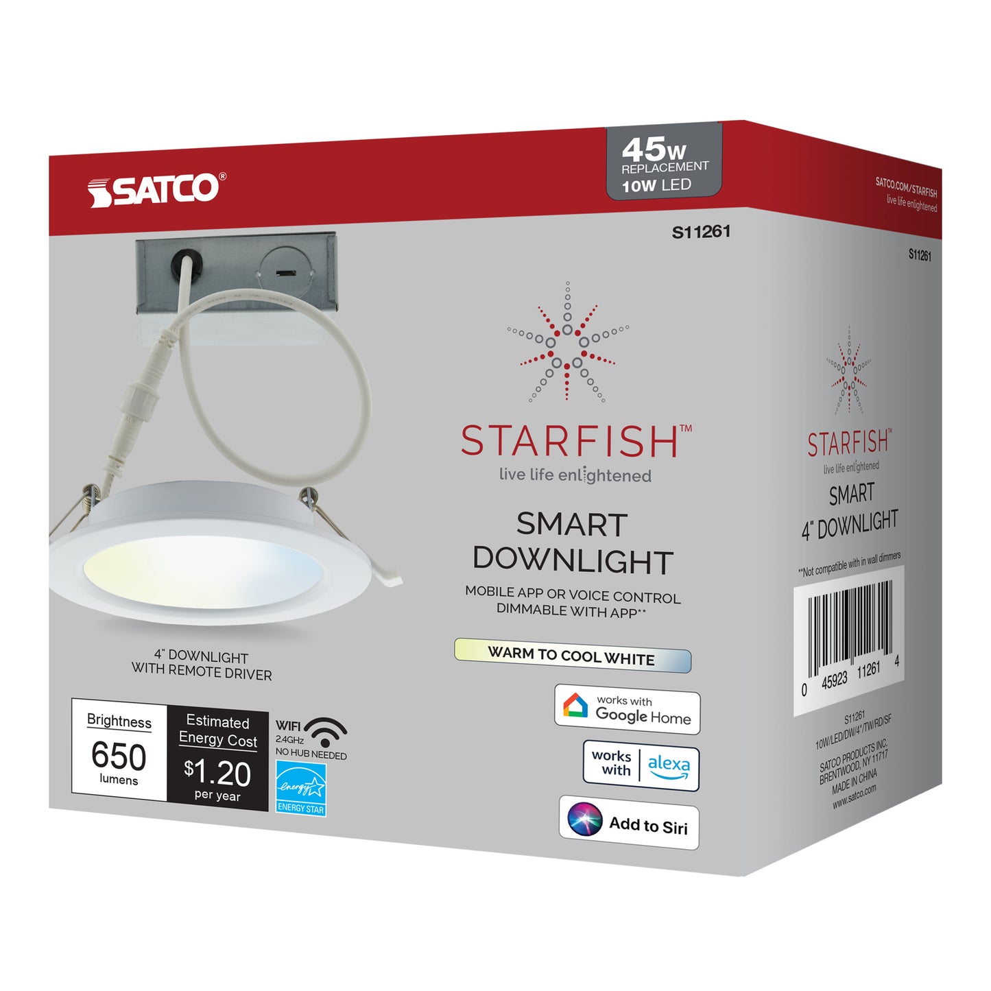 Starfish 4" WiFi Smart LED, 10 Watt, Tunable White Edge Lit Remote Driver Downlight