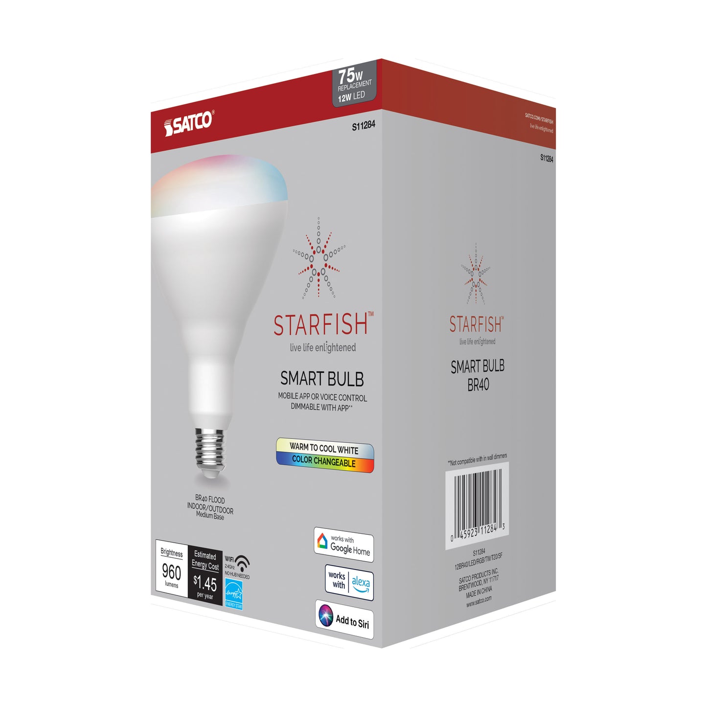 12 Watt; BR40 LED; RGB & Tunable White; Starfish IOT; Medium Base; 120 Volt
