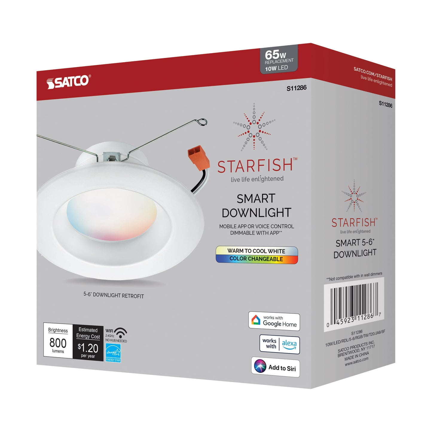 Starfish Retrofit 5-6" WiFi Smart LED, 10 Watt, RGBW & Tunable White Recessed Downlight