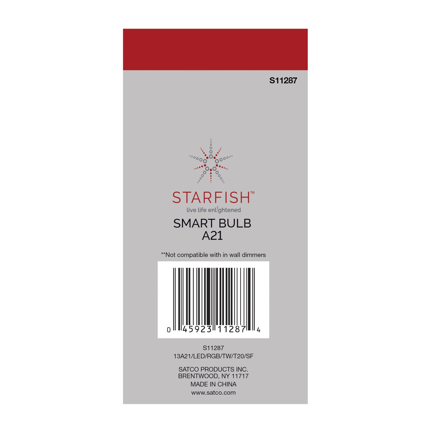13 Watt; A21 LED; RGB & Tunable White; Starfish IOT; Medium base; 220 Beam Angle; 120 Volt; 1100 Lumens