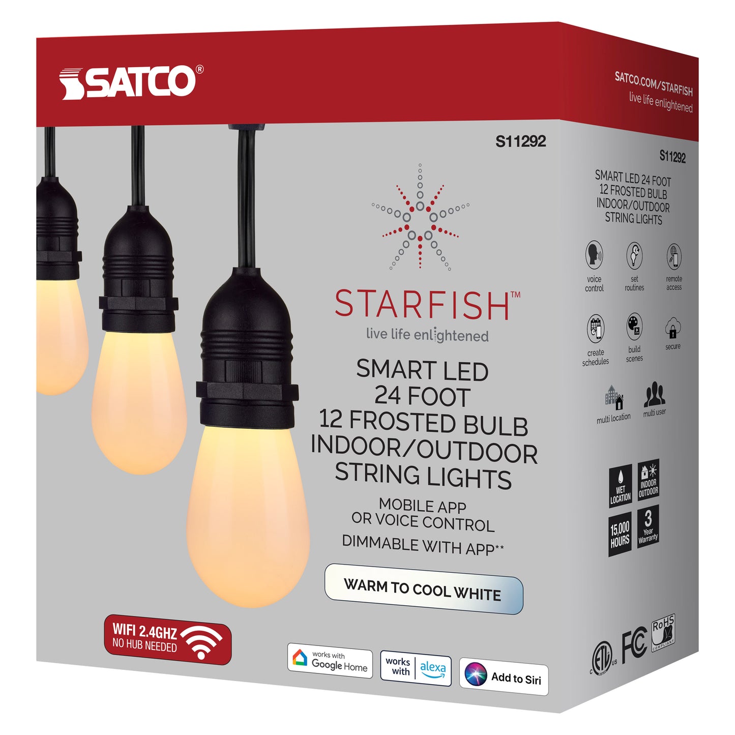Starfish Smart LED Tunable White 24 ft. String Lights