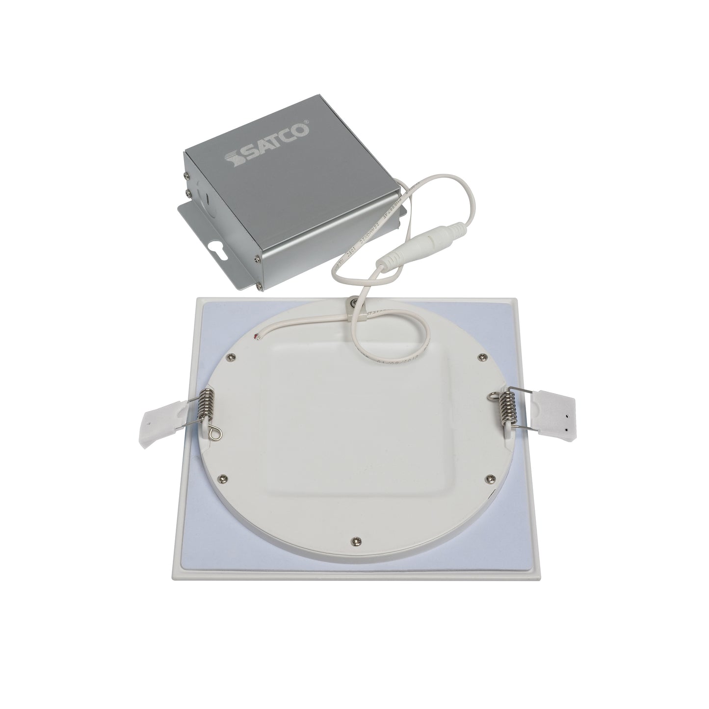 12W LED Direct Wire Downlight; Edge-lit; 6" 3000K; 120 volt; Dimmable; Square; Remote Driver