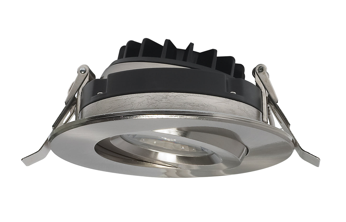 12W LED Direct Wire Downlight; Gimbaled; 4" 3000K; 120 volt; Dimmable; Round; Remote Driver; Brushed Nickel