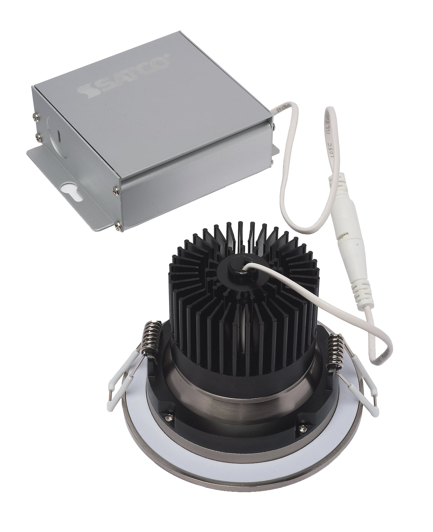 12W LED Direct Wire Downlight; Gimbaled; 3.5" 3000K; 120 volt; Dimmable; Round; Remote Driver; Brushed Nickel