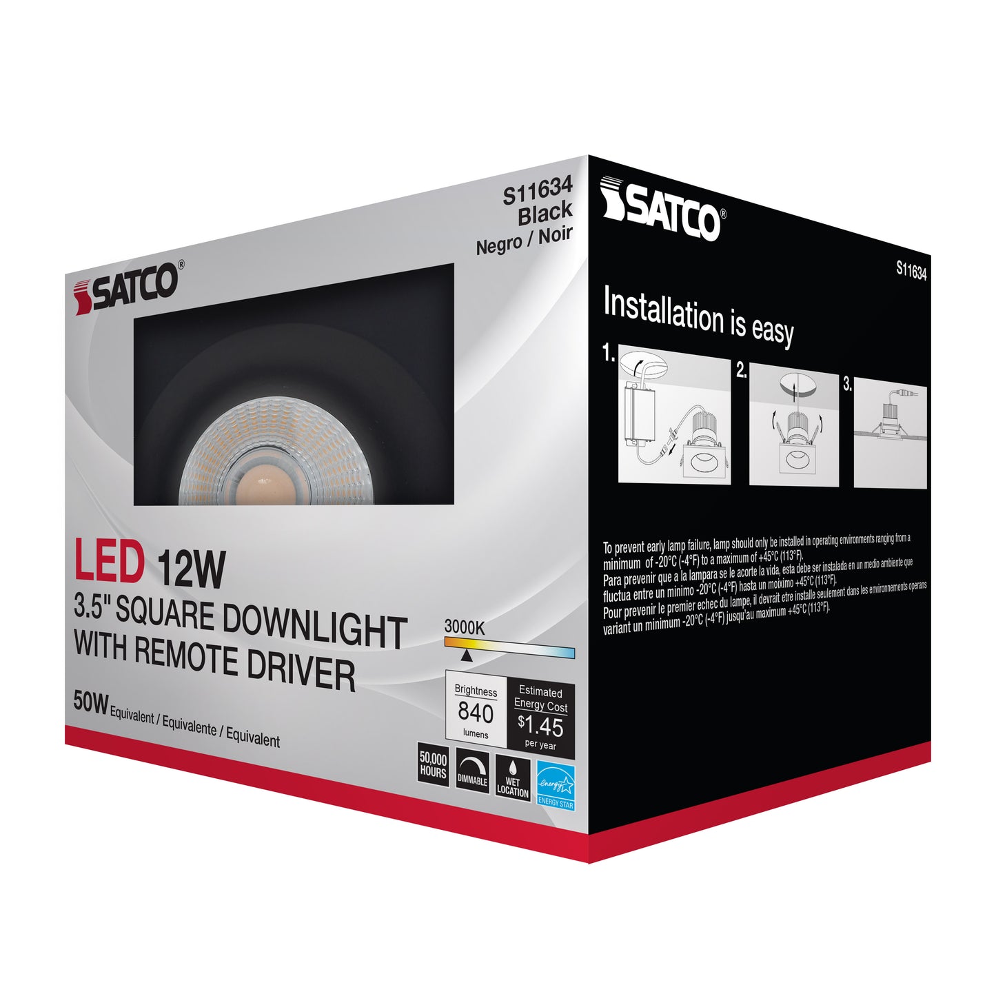 12WLED/DW/DNL3/930/SQ/RD/BK