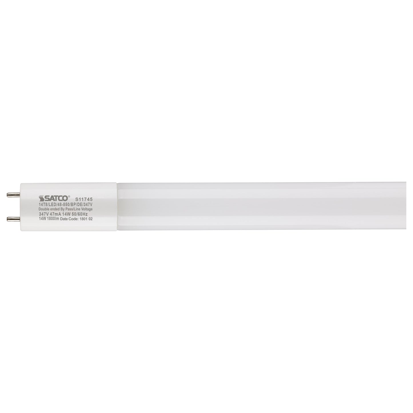 14 Watt; 4Ft LED T8; 5000K; 347V Canada Only; G13 Base; Type B Ballast Bypass; Double Ended Wiring