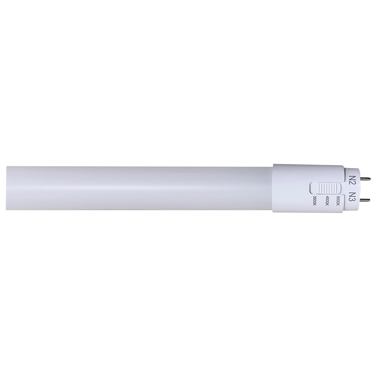 10 Watt T8 LED; CCT Selectable; Medium bi-pin base; 50000 Hours; Type A/B; Ballast Bypass or Direct Replacement; Single or Double Ended Wiring; Glass with PET coating