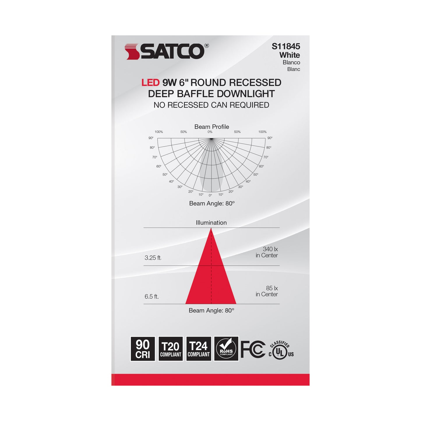 9W 6" Deep Baffle; CCT-Selectable Recessed LED Downlight